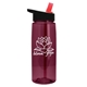 aerial view a translucent burgundy bottle & black with red spout lid 26 oz flair tritan water bottle with flip straw lid, image 1 of 3