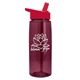 aerial view a translucent burgundy bottle & red lid 26 oz flair tritan water bottle with flip straw lid, image 1 of 3