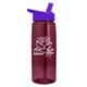 aerial view a translucent burgundy bottle & violet lid 26 oz flair tritan water bottle with flip straw lid, image 1 of 3