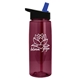 aerial view a translucent burgundy bottle & black with blue spout lid 26 oz flair tritan water bottle with flip straw lid, image 1 of 3