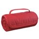 aerial view a red large roll - up hook and loop closure blanket, image 1 of 4