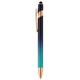 aerial view a navy blue 540 ellipse ombre rose gold stylus pen, image 1 of 2