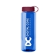 aerial view a translucent blue bottle & burgundy lid guzzler bottle with tethered lid - 32 oz, image 1 of 2