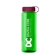 aerial view a translucent green bottle & burgundy lid guzzler bottle with tethered lid - 32 oz, image 1 of 2