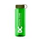 aerial view a translucent green bottle & olive lid guzzler bottle with tethered lid - 32 oz, image 1 of 2
