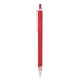 aerial view a frosted red slim click translucent pen, image 1 of 3