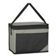 aerial view a gray non - woven chow time cooler bag, image 1 of 2