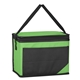 aerial view a lime green non - woven chow time cooler bag, image 1 of 2