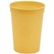 a athletic yellow 12 oz smooth walled plastic stadium cup with automated silkscreen imprint