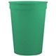 a kelly green 12 oz smooth walled plastic stadium cup with automated silkscreen imprint