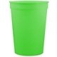 a neon green 12 oz smooth walled plastic stadium cup with automated silkscreen imprint