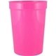 a neon pink 12 oz smooth walled plastic stadium cup with automated silkscreen imprint