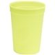 a neon yellow 12 oz smooth walled plastic stadium cup with automated silkscreen imprint
