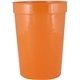 a orange 12 oz smooth walled plastic stadium cup with automated silkscreen imprint