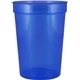 a royal blue 12 oz smooth walled plastic stadium cup with automated silkscreen imprint