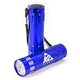 a blue 9 led flashlight with strap