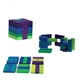 aerial view a blue/green playableart blue green wooden coaster set decorative architecture, image 1 of 2