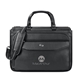 aerial view a black solo new york harrison triple compartment briefcase, image 1 of 5
