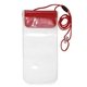 aerial view a red truckee clear touch through water - resistant cell phone and accessories carrying case with 35 adjustable breakaway lanyard, image 1 of 11