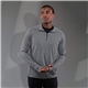 aerial view a heather dark charcoal (988) mens taza performance knit quarter zip with thumb holes, image 1 of 4
