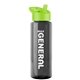 a transparent smoke bottle & lime green lid the guzzler - 32 oz transparent bottle with flip straw lid