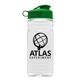 aerial view a clear bottle & green lid groove 20 oz tritan(tm) sports bottle with flip lid, image 1 of 2