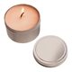 aerial view a orange/mango and papaya promotional 2 oz round tin soy candle with your logo, image 1 of 3