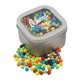 a silver window tin with mini jawbreakers