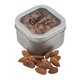 a silver window tin with almonds