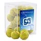 a clear acrylic box with chocolate tennis balls