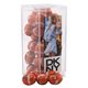 a clear acrylic box with chocolate footballs