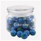 a clear glass jar jar with chocolate globes