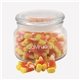 a clear glass jar jar with candy corn