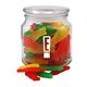 a clear glass jar jar with swedish fish