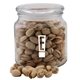a clear glass jar jar with pistachios
