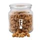 a clear glass jar round jar with cashews