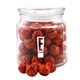 a clear glass jar jar with chocolate basketballs