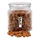 a clear glass jar jar with honey roasted peanuts