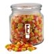 a clear glass jar jar with candy corn