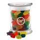 a clear jar with gummy bears