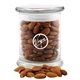 a clear 12 oz glass jar with almonds