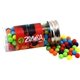 a clear tube with mini jawbreakers