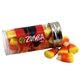 a clear tube with candy corn