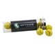 a clear tube with choc tennis balls