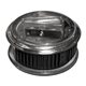 a translucent black round pencil sharpener - full color decal