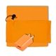 aerial view a orange montana mobile tech wall charger kit in microfiber cinch pouch, image 1 of 3