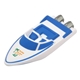 aerial view a white/blue trim speedboat - stress reliever, image 1 of 2