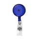 aerial view a trans blue bellefontaine vl 30 cord round retractable badge reel and badge holder with rotating alligator clip attachment, image 1 of 4