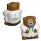aerial view a brown/white physician bear - stress reliever, image 1 of 2