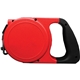 a red retractable pet leash